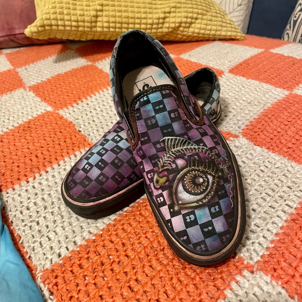 VANS lazy oaf limited 2018 tie dyed hand painted skater sneakers EUC